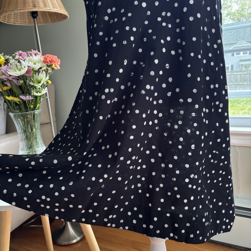 Eileen Fisher Organic Cotton Sleeveless Dress Size PM Black White Polka Dot - Picture 4 of 15